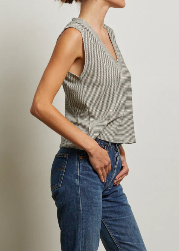 Perfect White Tee Lucy Stripe Linen Jersey V-Neck Tank