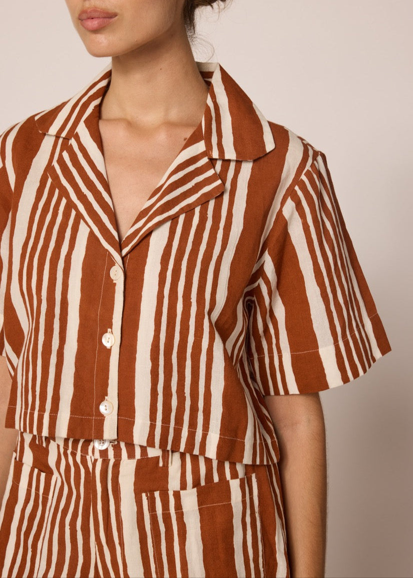 Cleobella Mizuki Blouse | Vecchio Stripe Print