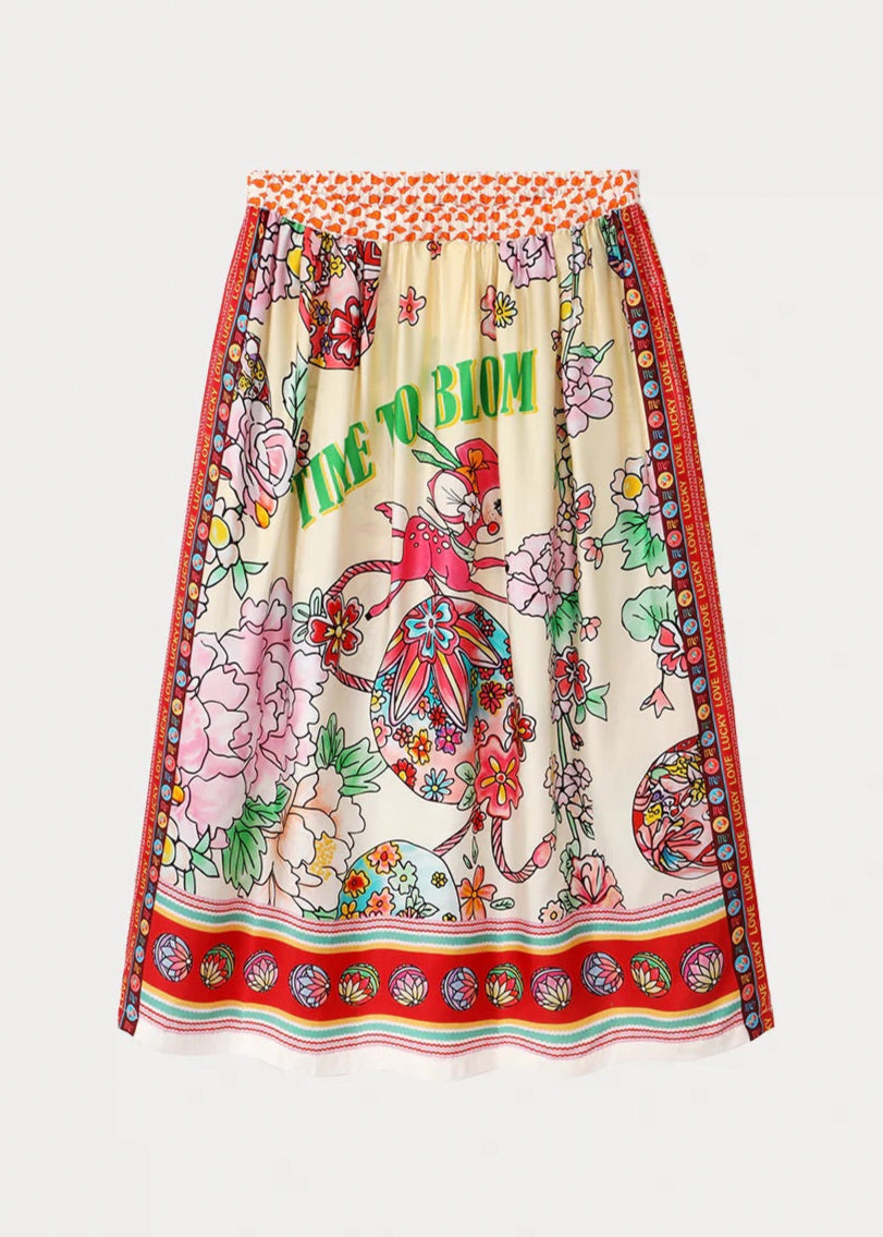 Me369 Vanessa Midi Skirt | Cherry Blossom