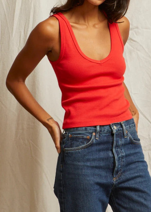 Perfect White Tee Maria V Neck Tank | Poppy Red