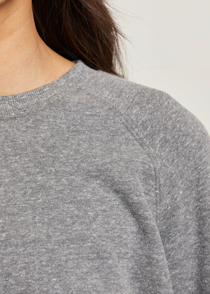 Perfect White Tee Lennon Fleece Shrunken Raglan Sweatshirt | Dark Heather Grey