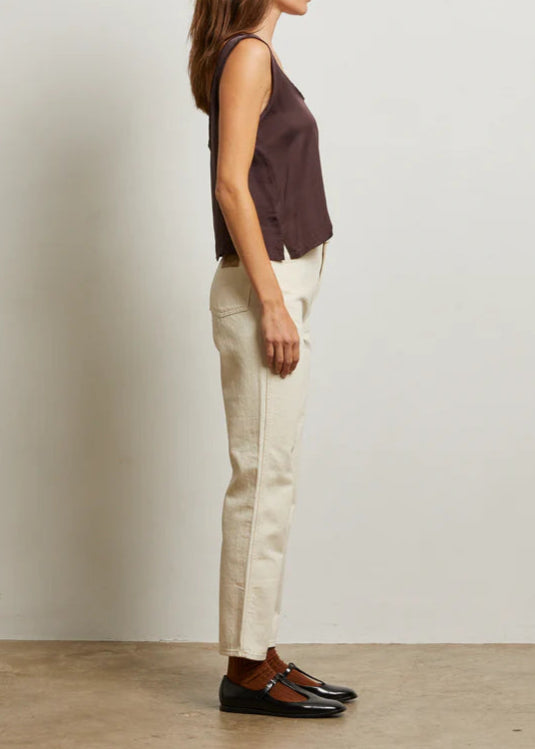 Perfect White Tee Silvie Satin Scoop Neck Tank | Cocoa