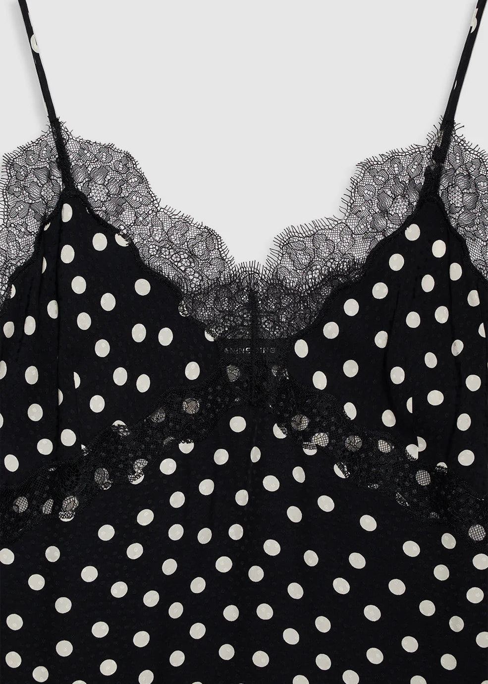Anine Bing Amelie Camisole | Black And White Double Dot Jacquard