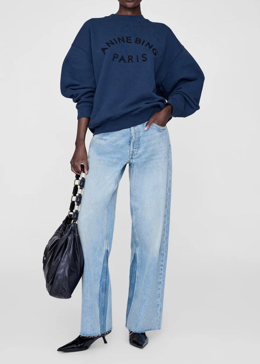 Anine Bing Jaci Sweatshirt Paris | Washed Navy