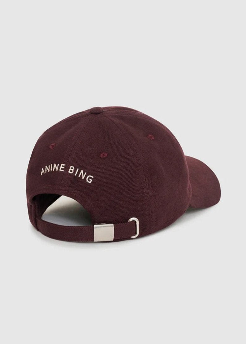 Anine Bing Jeremy Baseball Cap Letterman Dark Burgundy