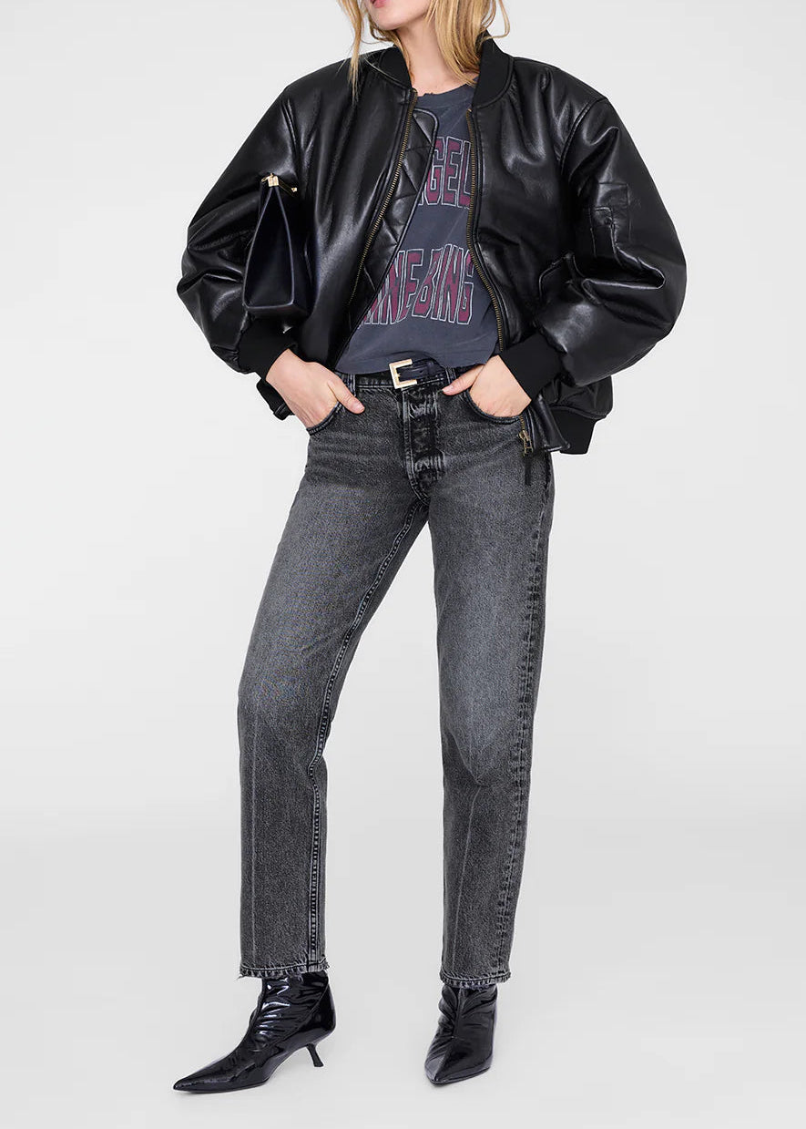 Anine Bing Johnny Cropped Tee | Washed Black