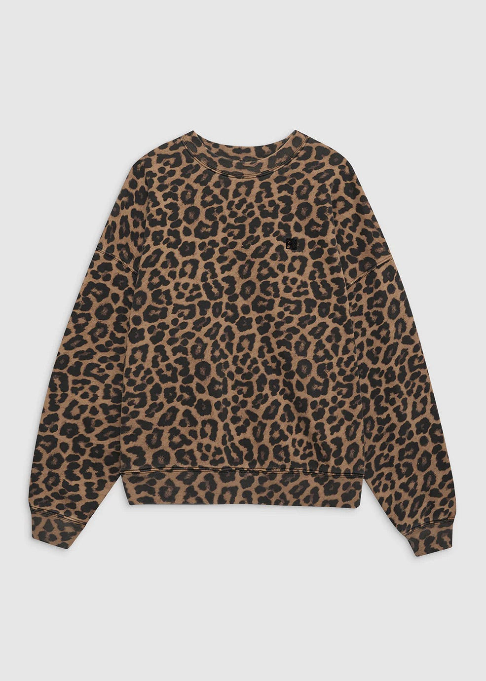 Anine Bing Miles Sweatshirt | Black And Brown Leopard