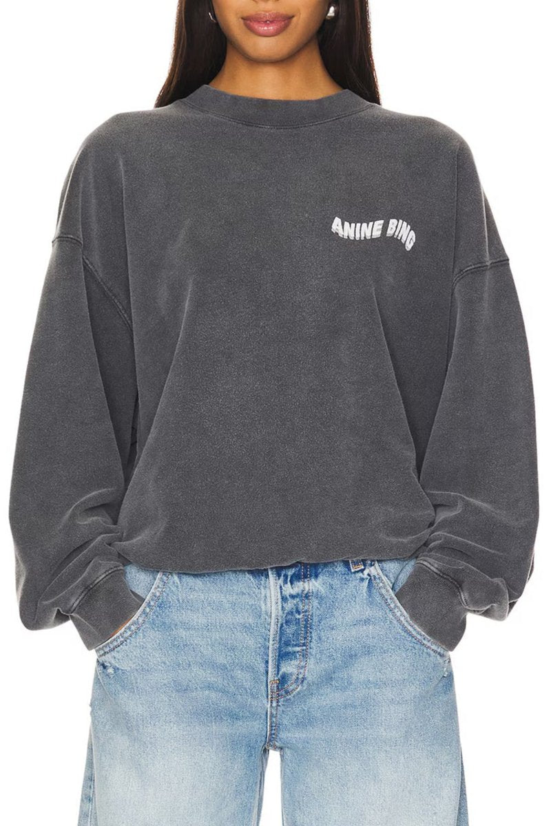 Anine Bing Jaci Sweatshirt Daydreams Washed Black