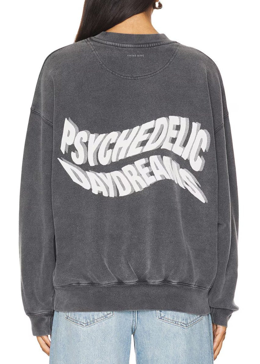 Anine Bing Jaci Sweatshirt Daydreams Washed Black