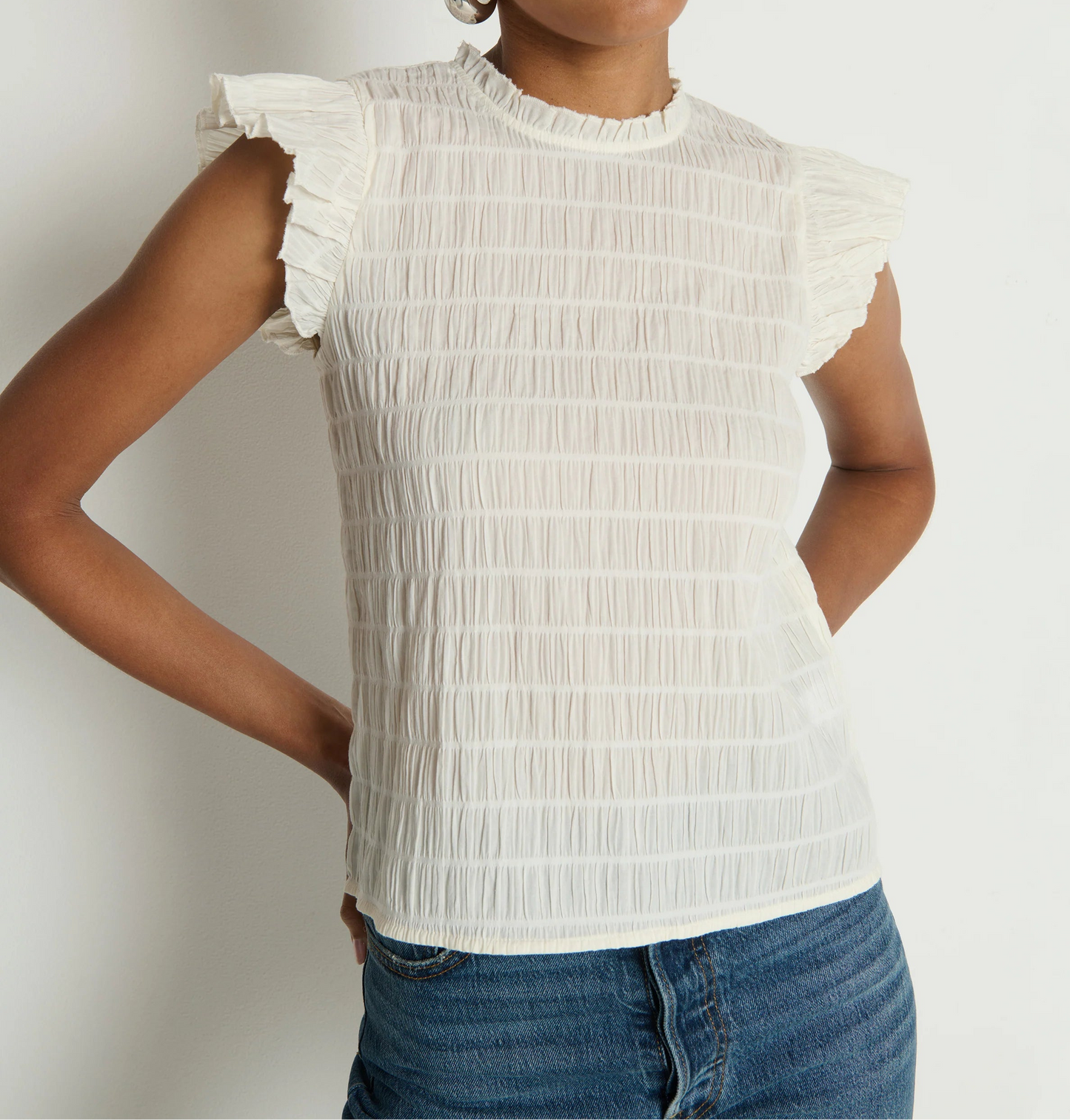 Nation LTD Ashley Ruffle Tank | Porcelain