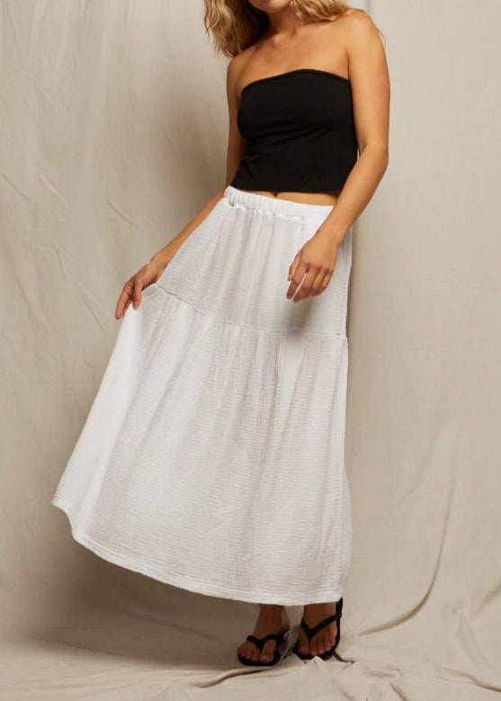 Perfect White Tee Bella Double Gauze Pull On Skirt