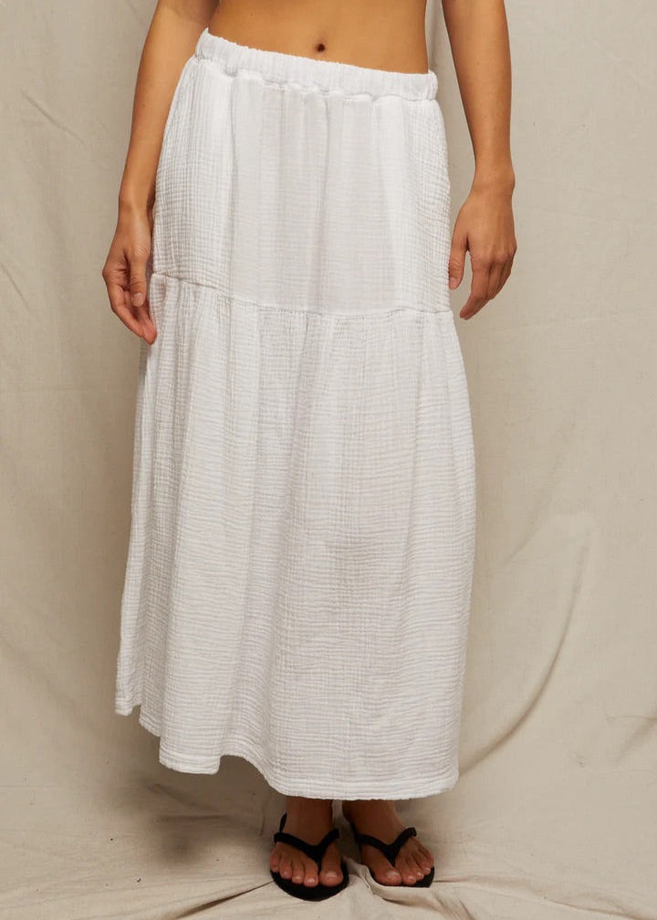 Perfect White Tee Bella Double Gauze Pull On Skirt