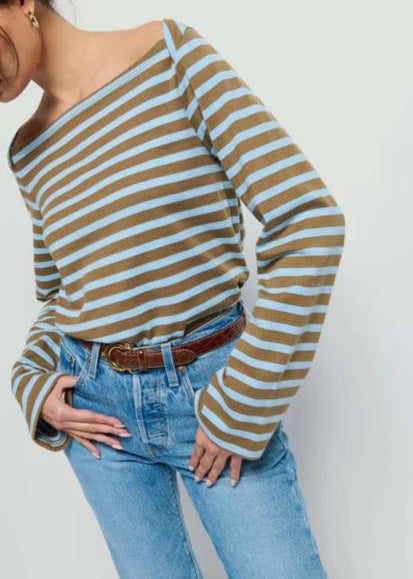 Nation LTD Bryce Stripe Boat Neck Top