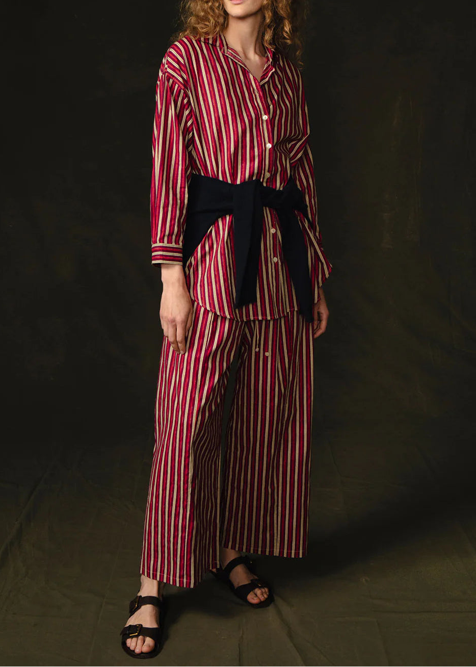 Chan Luu Pinstripe Printed Set | Red Stripe
