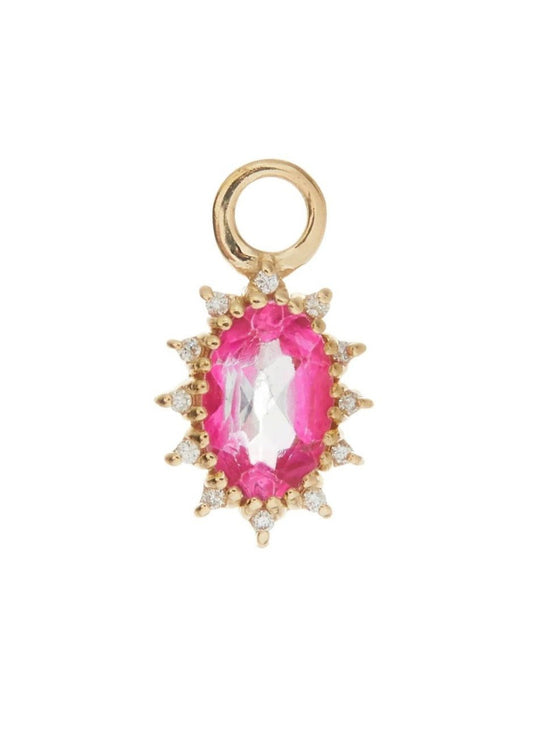 SCOSHA The Diana Charm With Pink Topaz on Gold Chain Necklace