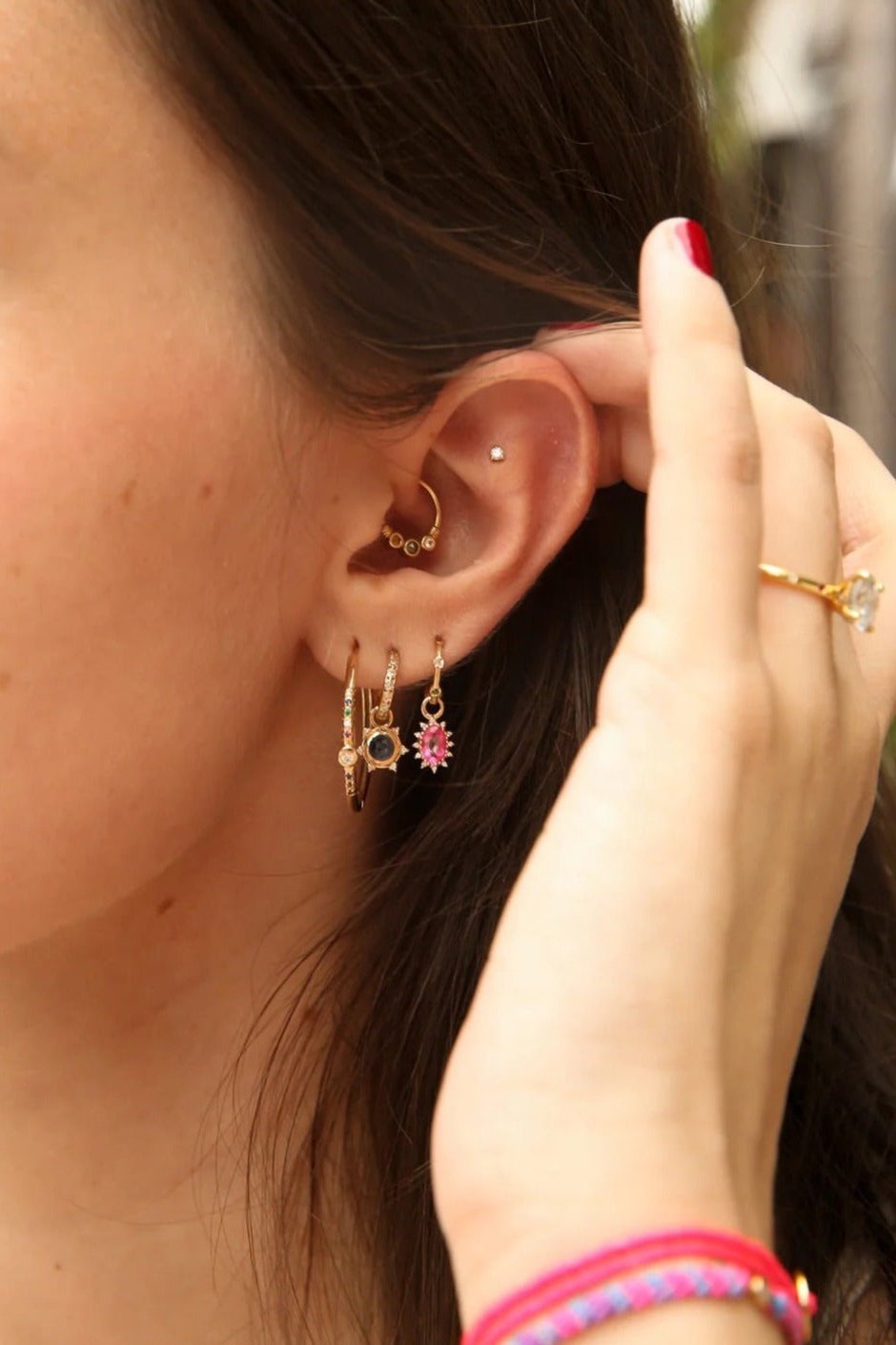 SCOSHA The Diana Charm With Pink Topaz on Gold Chain Necklace