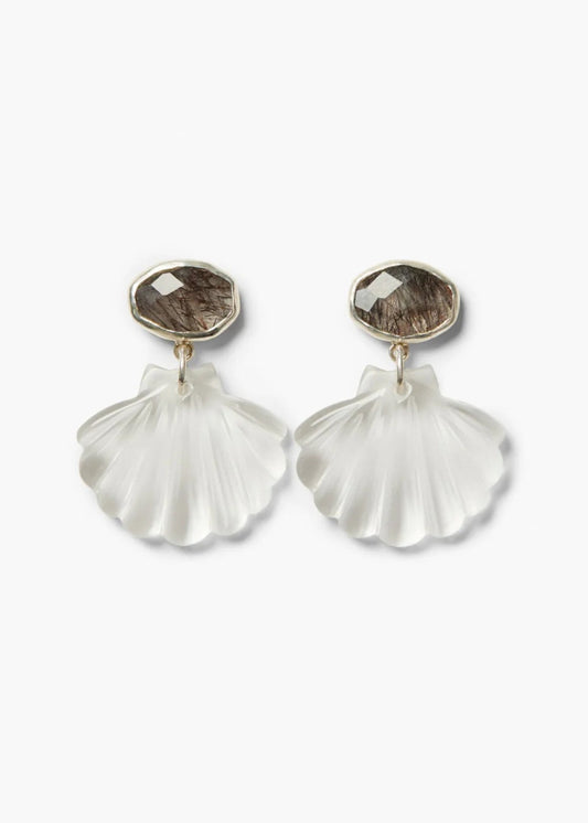 Chan Luu Scallop Earrings Clear Quartz