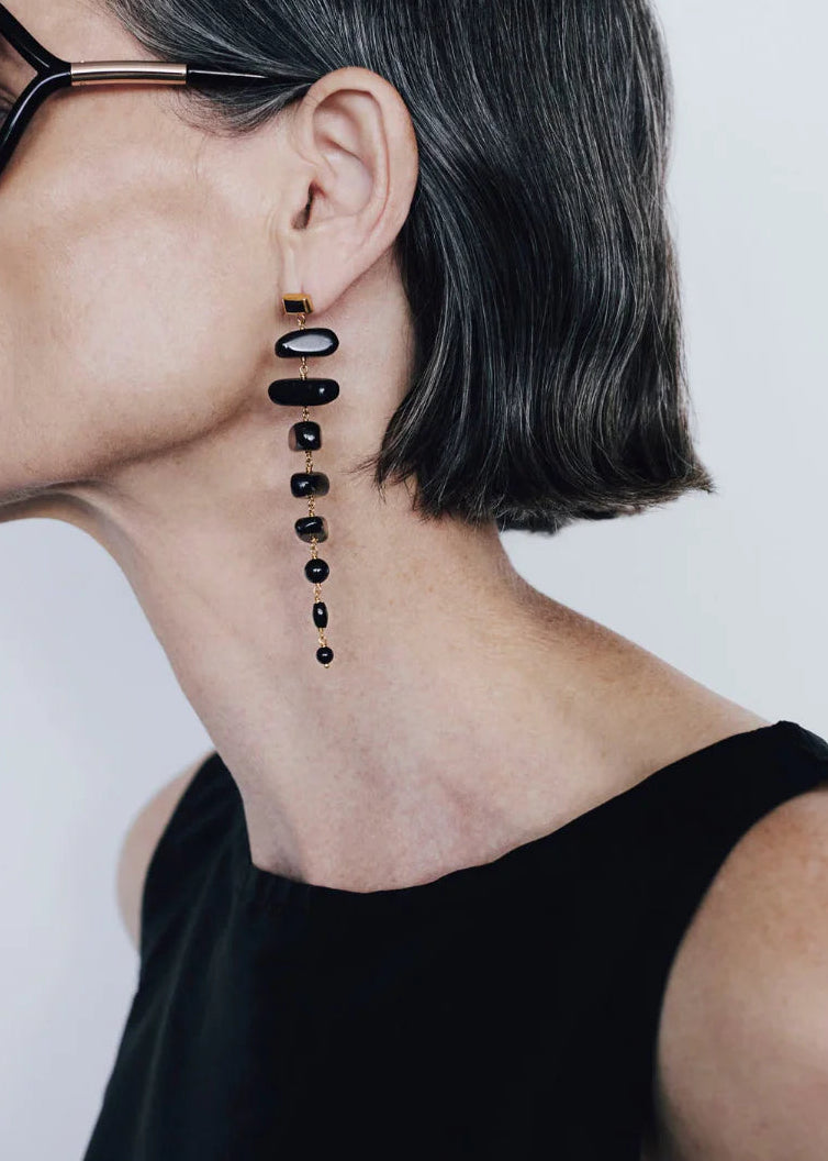 Chan Luu Mizumi Earrings Black Obsidian