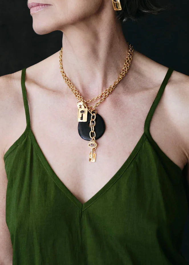 Chan Luu Padlock Necklace Black Horn