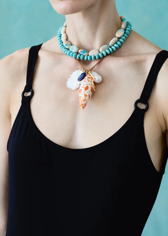 Chan Luu Mitra Leather Charm Necklace Multi