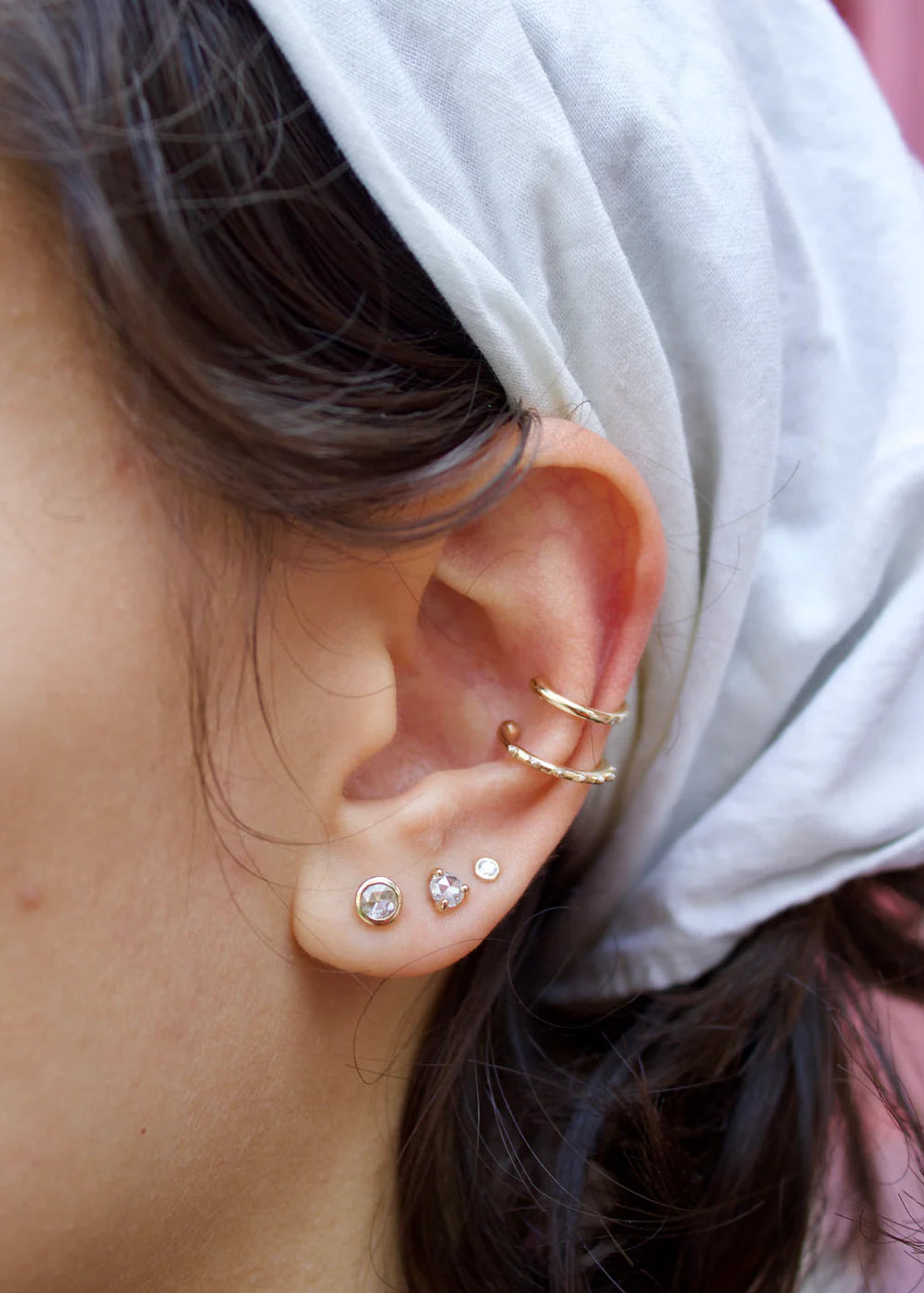 SCOSHA Brilliant Bezel Diamond Stud Earrings