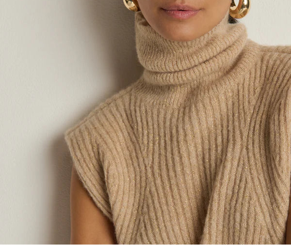 Nation LTD Isha Turtleneck Tank | Shiny Moonbeam