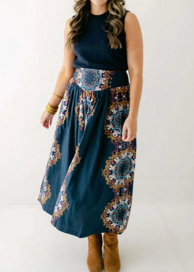 Cleobella Esmeralda Ankle Skirt | Venezia Blue