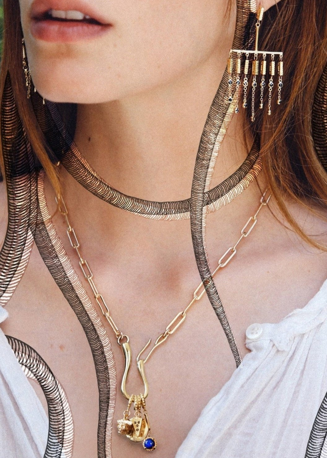 Meredith Kahn 16" Hook Catch Leilou Necklace GF/Brass