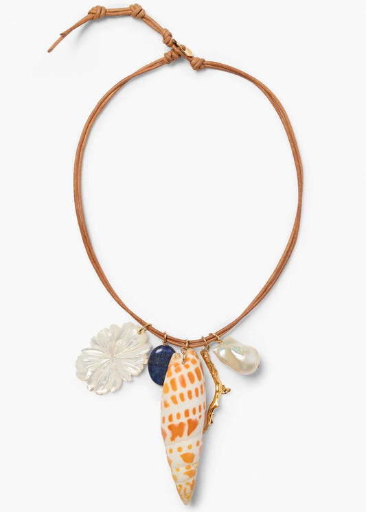Chan Luu Mitra Leather Charm Necklace Multi