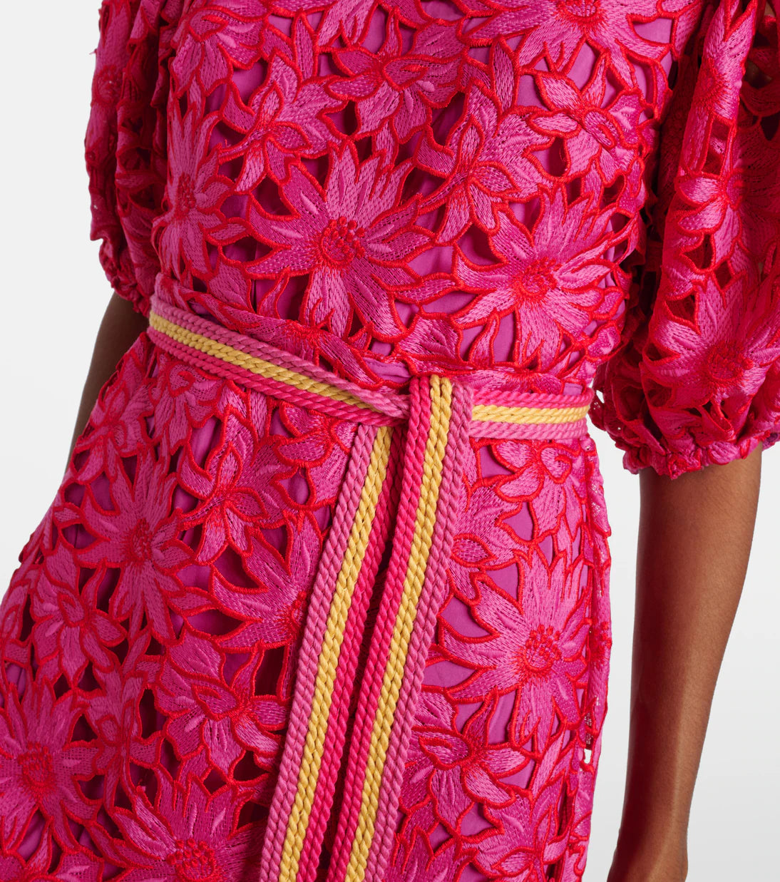 FARM Rio Flowered Pink Lace Mini Dress