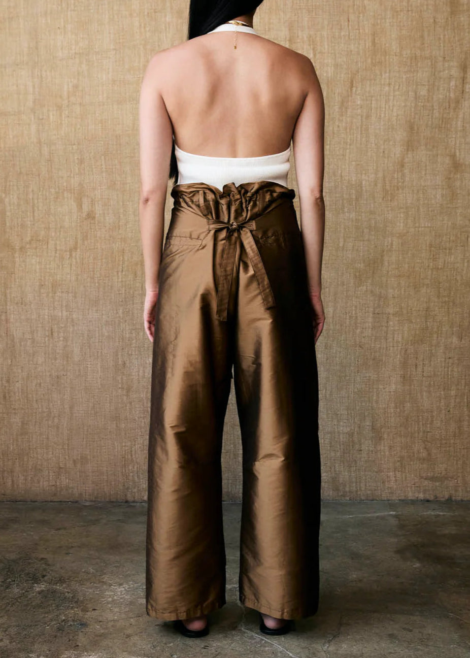 Chan Luu Techno Taffeta Barrel Pant | Bronze
