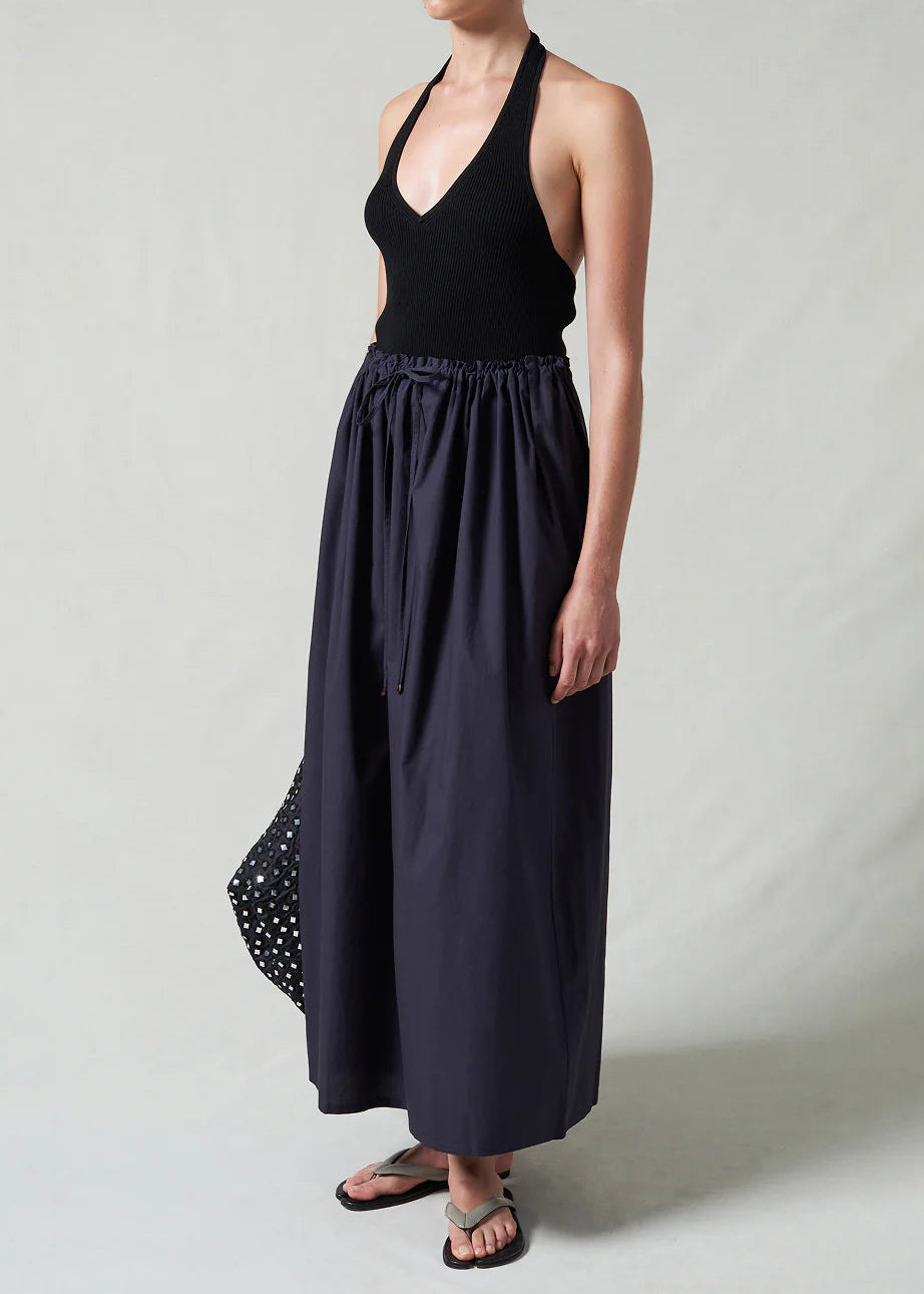 Chan Luu Poplin Column Skirt | Midnight Navy