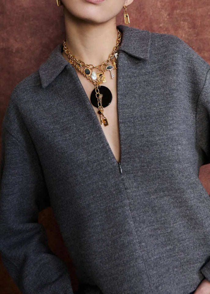 Chan Luu Padlock Necklace Black Horn