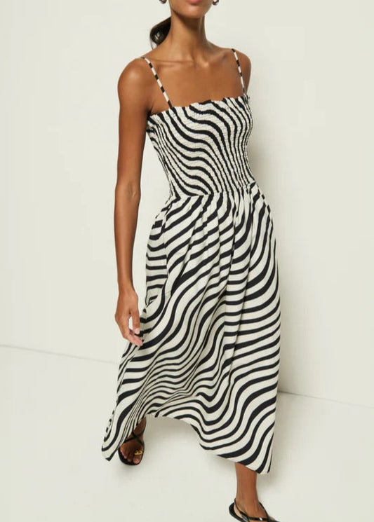 Nation LTD Sibelle Smocked Midi Dress | Swirl Print