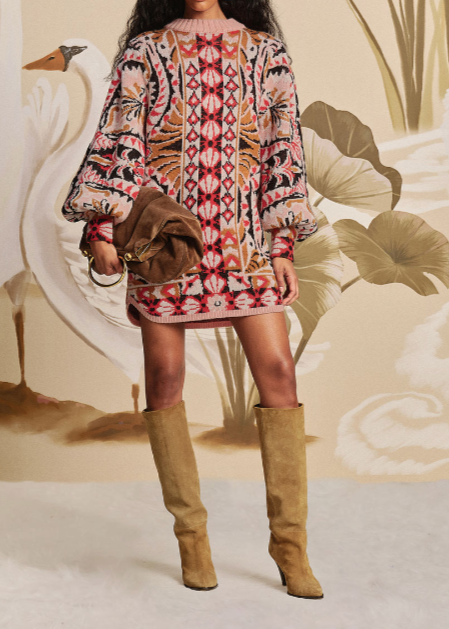 FARM Rio Pineapple Jewelry Scarf Knit Dress