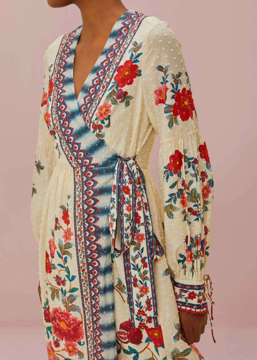 FARM Rio Mosaic Garden Sand Midi Dress