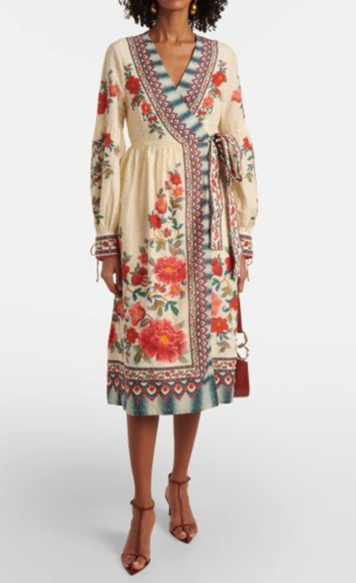 FARM Rio Mosaic Garden Sand Midi Dress