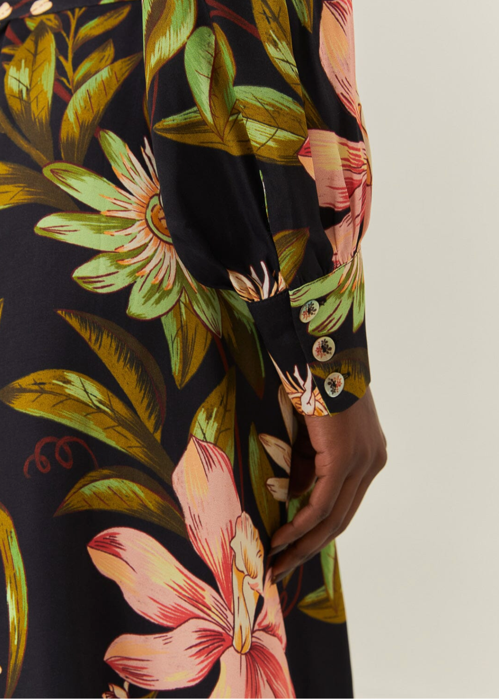 FARM Rio Surreal Flowers Black Midi Dress