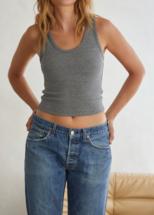 Perfect White Tee Blondie Tank Top | Dark Heather Grey