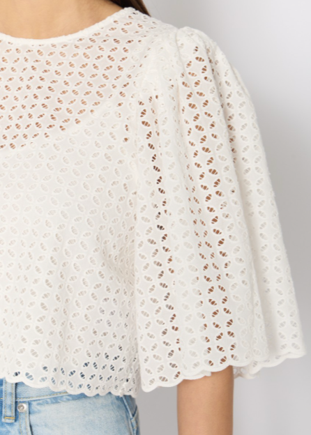 Berenice Tictoc Short Top With English Embroidery | White