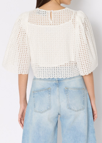 Berenice Tictoc Short Top With English Embroidery | White
