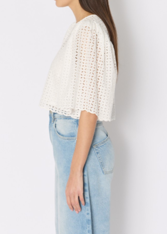 Berenice Tictoc Short Top With English Embroidery | White