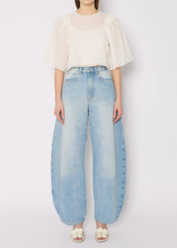 Berenice Tictoc Short Top With English Embroidery | White