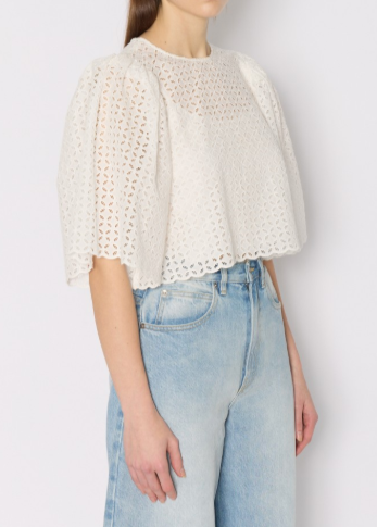 Berenice Tictoc Short Top With English Embroidery | White