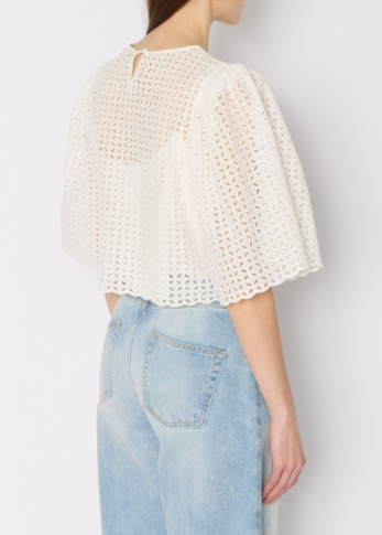 Berenice Tictoc Short Top With English Embroidery | White