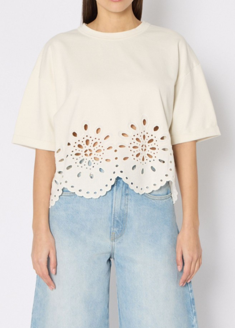 Berenice Tevana White T-Shirt With English Embroidery