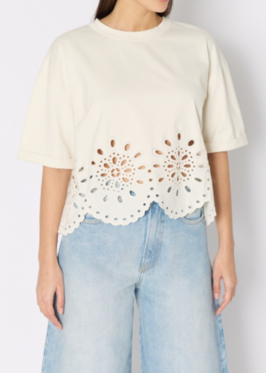 Berenice Tevana White T-Shirt With English Embroidery
