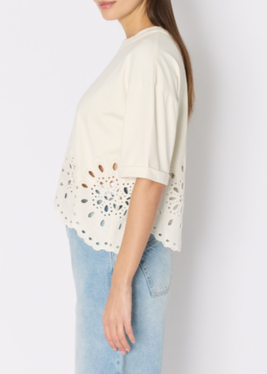 Berenice Tevana White T-Shirt With English Embroidery