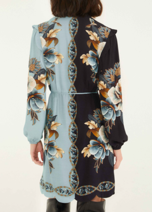 FARM Rio Snake Garden Mix Wrap Wavy Mini Dress