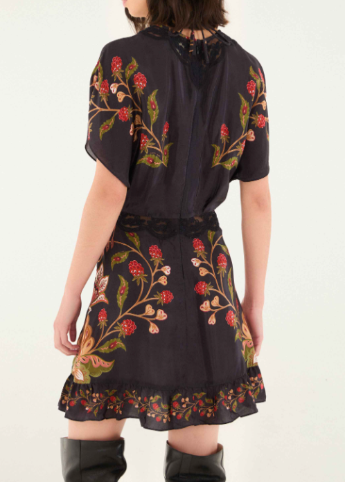 FARM Rio Berry Garden Black Mini Dress